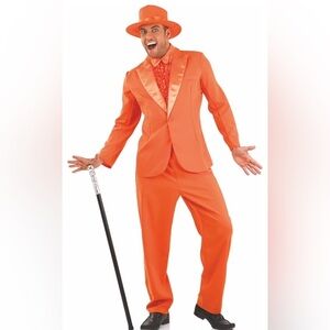 Dumb and Dummer Vibrant Orange Suit with Satin Lapel
